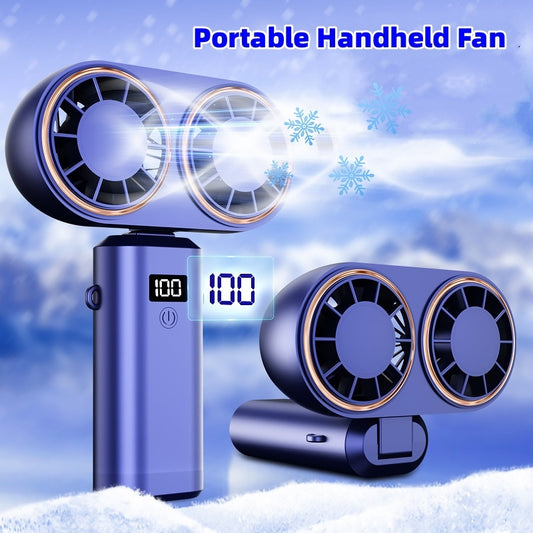 USB Handheld Mini Fan Foldable Portable Neck Hanging Fans 5 Speed USB Rechargeable Fan With Display Screen