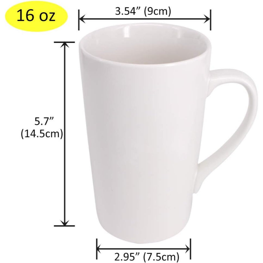2 Pack 16 OZ Coffee Cup Simple Pure White Ceramic Cup Plain Large Tall White Ceramic Milk Tea Coffee Mug with Handle