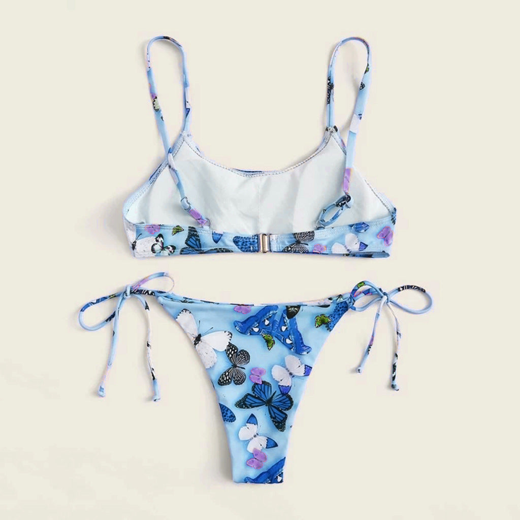 Summer Flowers Print Bikini Sexy Beach Swimming Suit Fashion Push Up Swimsuit Womens Clothing