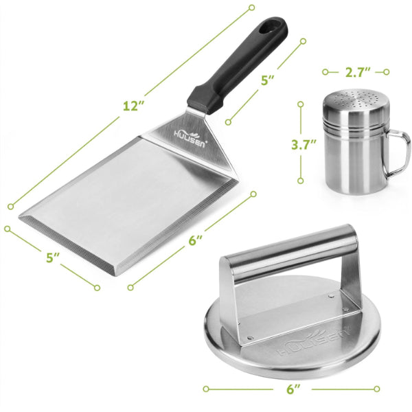 Smashed Burger Kit Stainless Steel Burger Press with Edge Kit for Griddle Grill Cooking