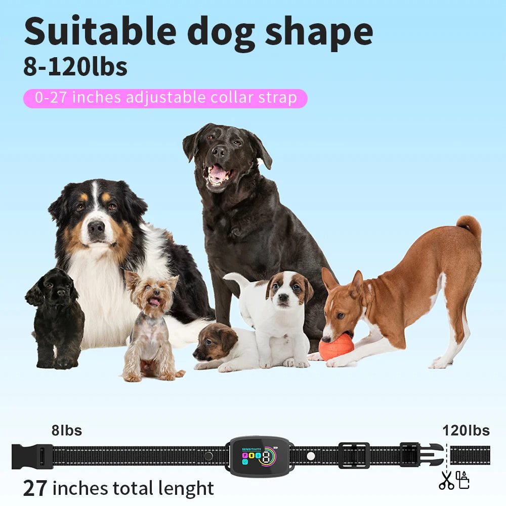 Smart Automatic Anti Barking Dog Collar Rechargeable Bark Stopper Stop Barking HD Digital Display IP67 Waterproof Collar For Dogs Pet Products